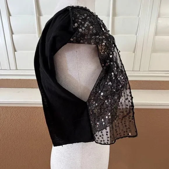 Vintage Y2K Jacked Jill Sequins Overlay Robot Sheer Mesh Cropped Top Rave Sz M - Picture 5 of 8